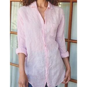 CP Shades Linen Marella Button Down Tunic Pastel Pink, Small, $235 C31